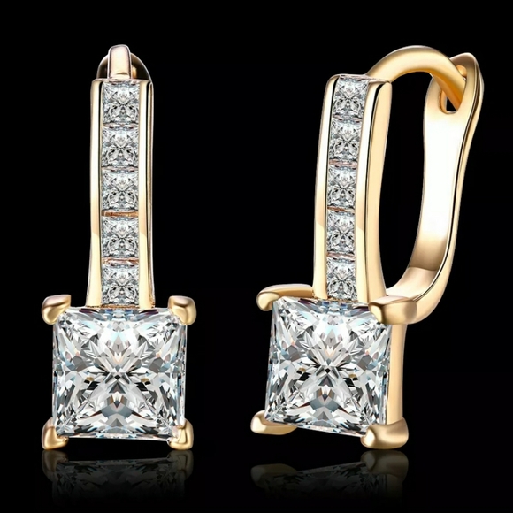 Sale 14kgp 1.5ct Swarovski Crystal Leverback earrings ✨️ ♥️ 😍 - Picture 3 of 5